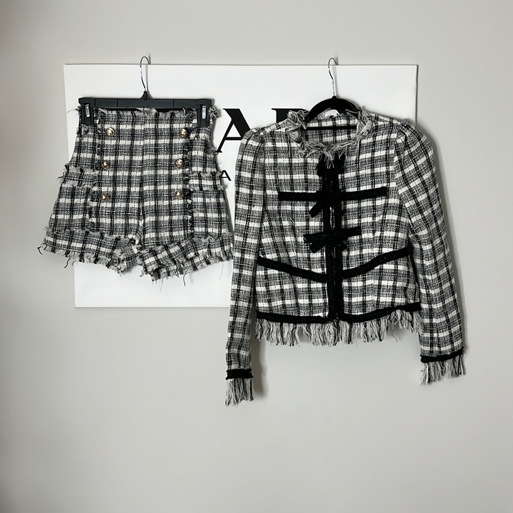 Custom pageant interview tweed set